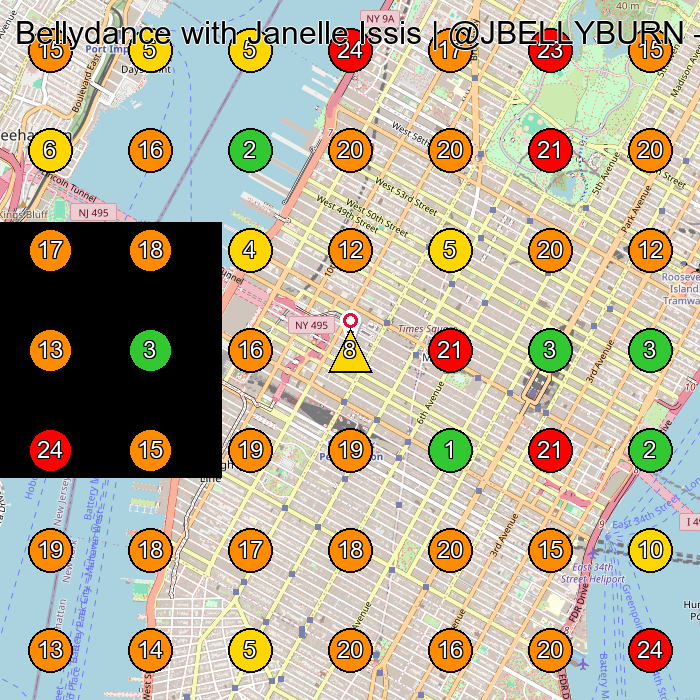 Bellydance with Janelle Issis | @JBELLYBURN Dance School GeoGrid ranking map for New York NY